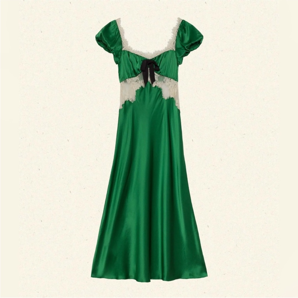 NWT Doen Emerald Ivy green Veda silk dress